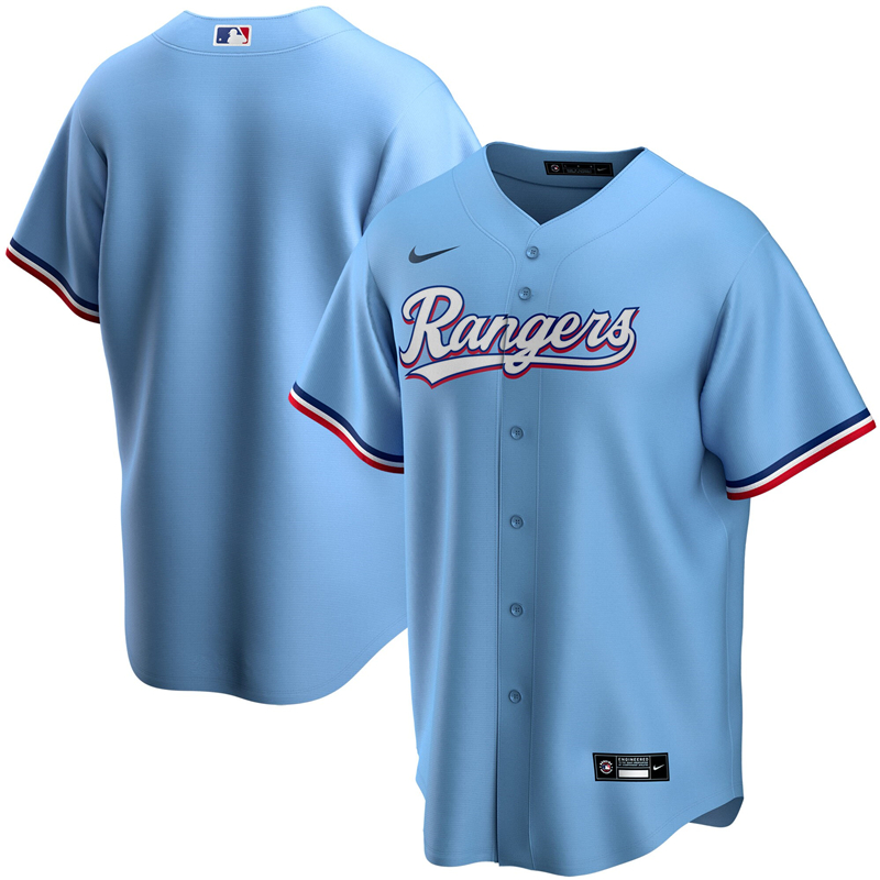 MLB Youth Texas Rangers Nike Light Blue Alternate 2020 Replica Team Jersey ->tampa bay rays->MLB Jersey